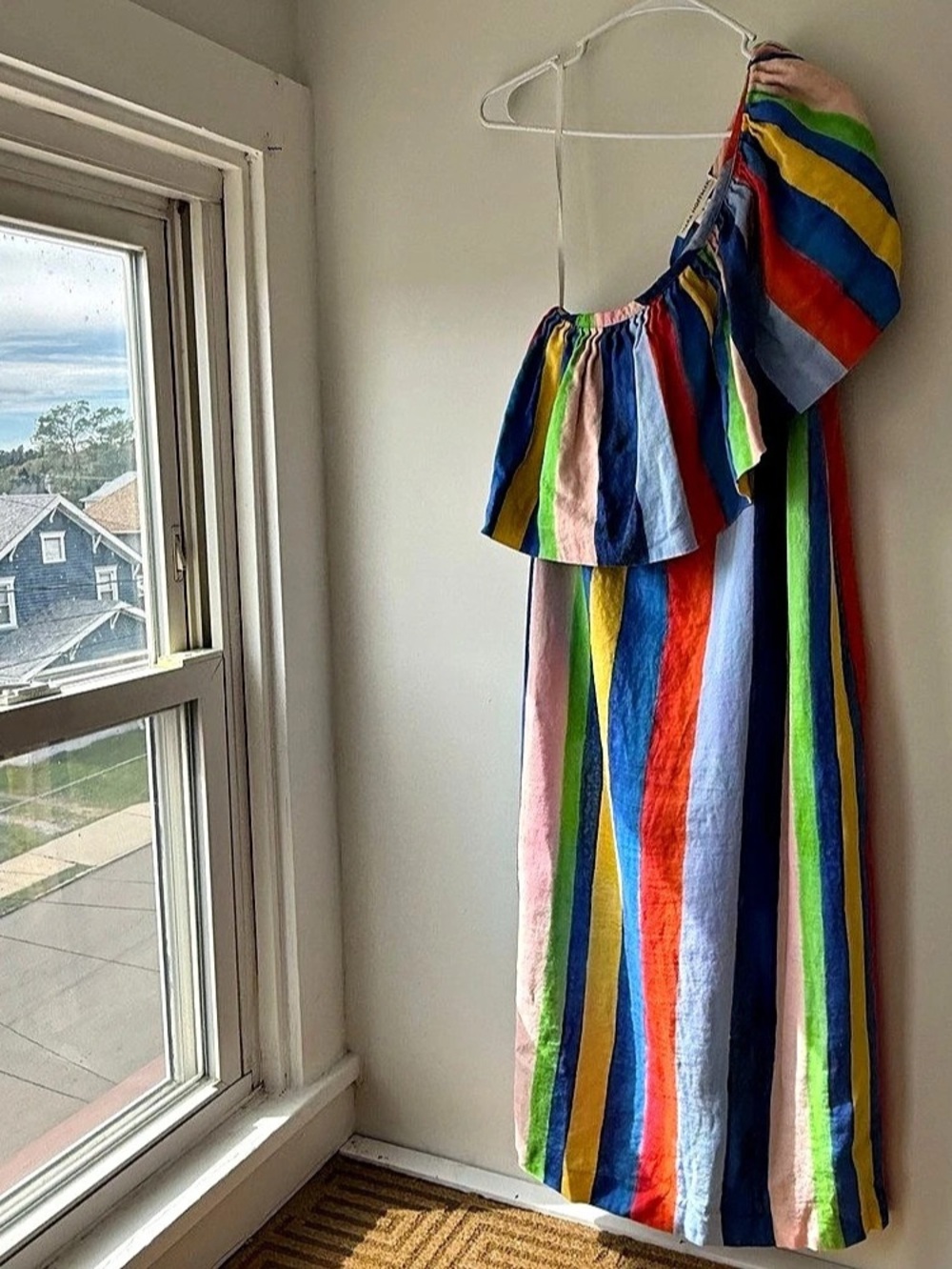 Mara Hoffman Striped 100% Organic Linen Dress Midi Dress Size 4